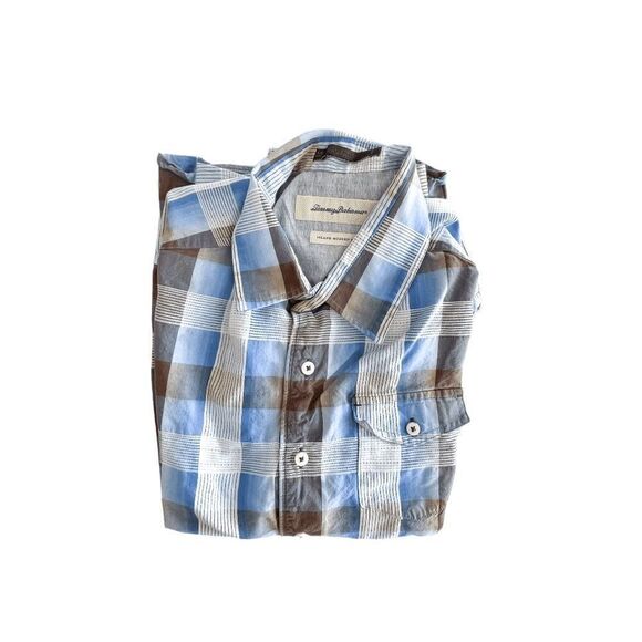 Tommy Bahama Men's Casual Button Down Shirt Plaid Island Modern Fit Blue Small - Picture 8 of 8